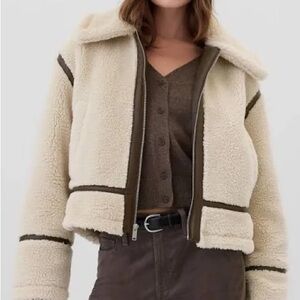 GAP Cream and Brown Teddy Jacket